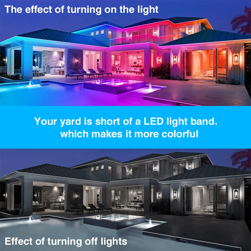 guirlande led solaire 10m rgb télécommande ip67 étanche extérieur piscine moderne