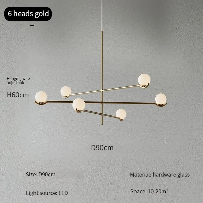 suspension lumineuse moderne sphères translucides structure métallique noir blanc minimaliste plafonnier led contemporain