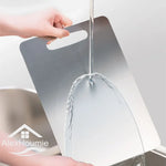 planche découper acier inoxydable rectangle moderne lisse clips argente sale