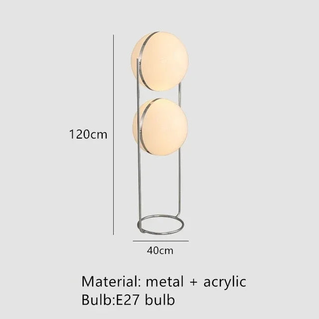 lampe sol moderne led blanc doré base solide sphérique minimaliste
