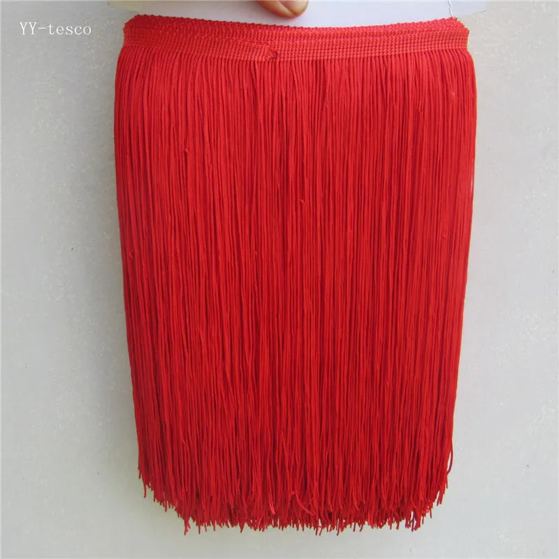 franges polyester orange rayées 30cm long 5mètres rideau décoration vêtement textile moderne