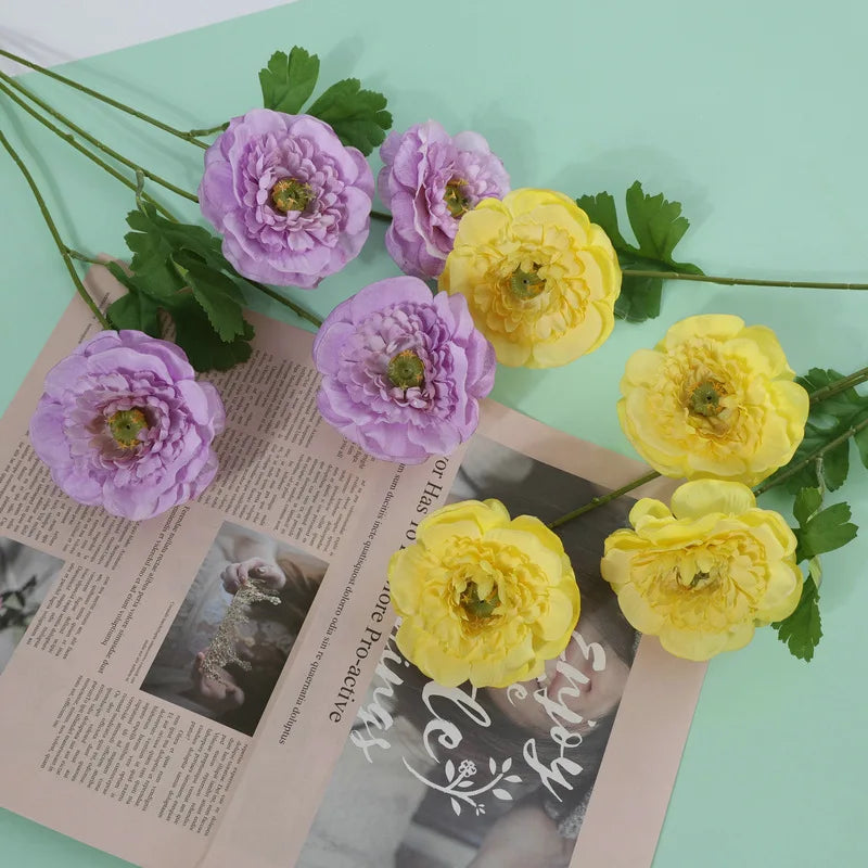 bouquets fleurs artificielles soie blanc orange rose violet jaunes bleues mariage décoration intérieure moderne