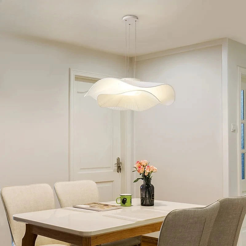 suspension lumineuse moderne blanche plissée opaque tringle led chambre salon