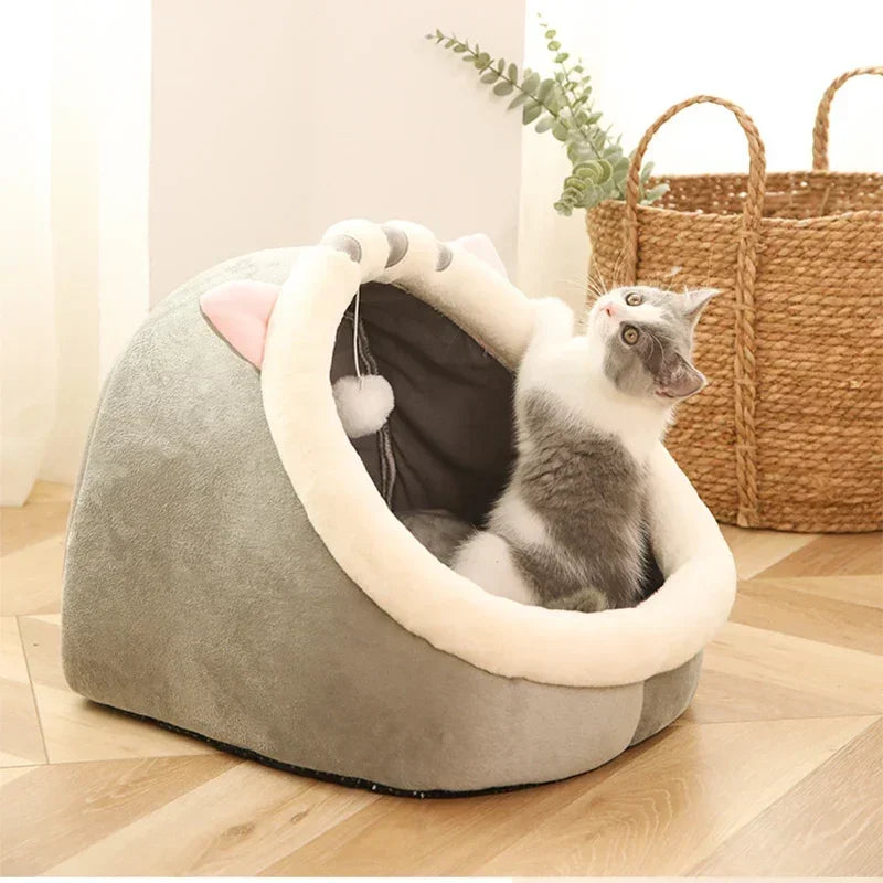 lit chat doux moelleux gris beige orange vert confortable tapis coton respirant