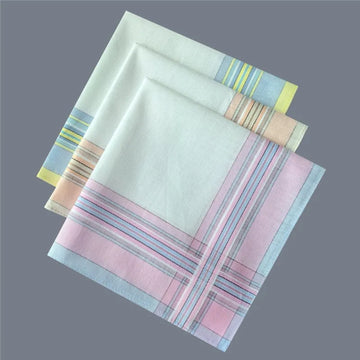 serviettes poche femmes 100 coton rayures colorées classiques 29cm 29cm