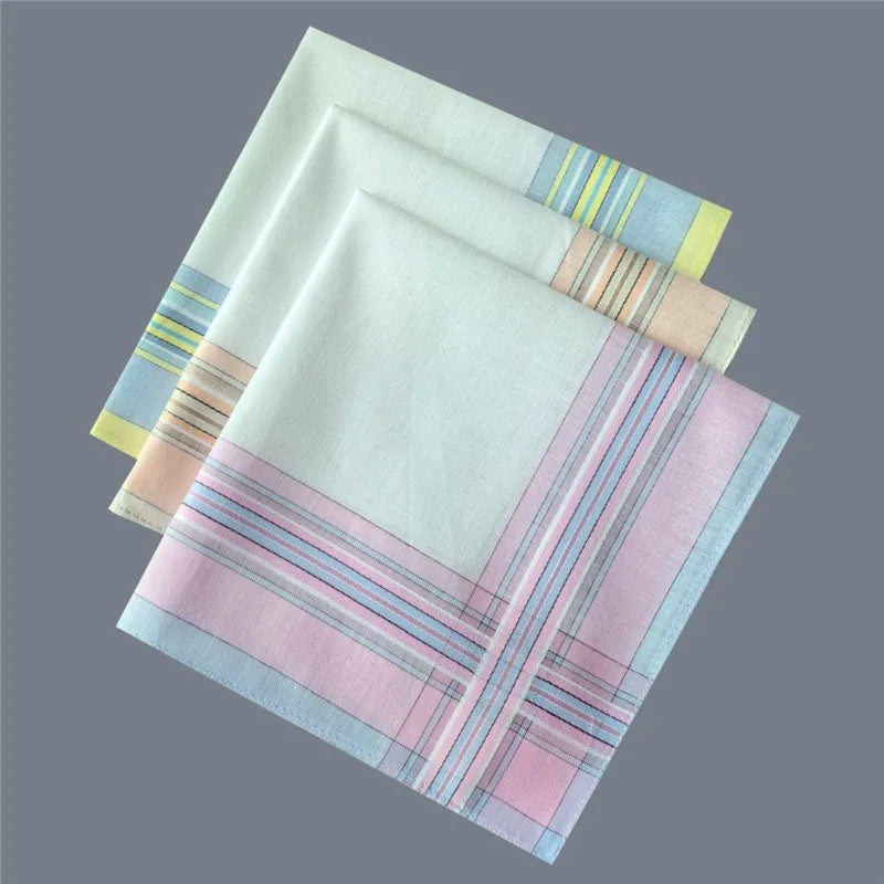 serviettes poche femmes 100 coton rayures colorées classiques 29cm 29cm