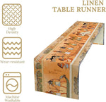 nappe runner égyptienne ancienne motifs hiéroglyphes personnages animaux oiseaux texture lin