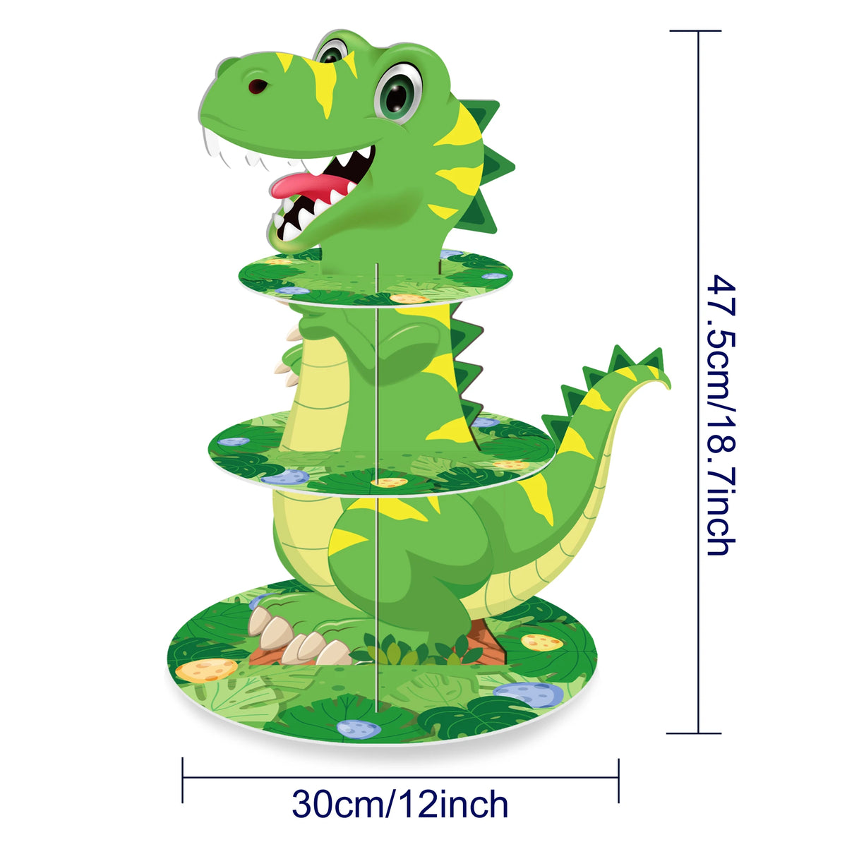 supports cupcakes dinosaures feuilles vert gris anniversaire jungle enfant thème jurassique festive occasionnels