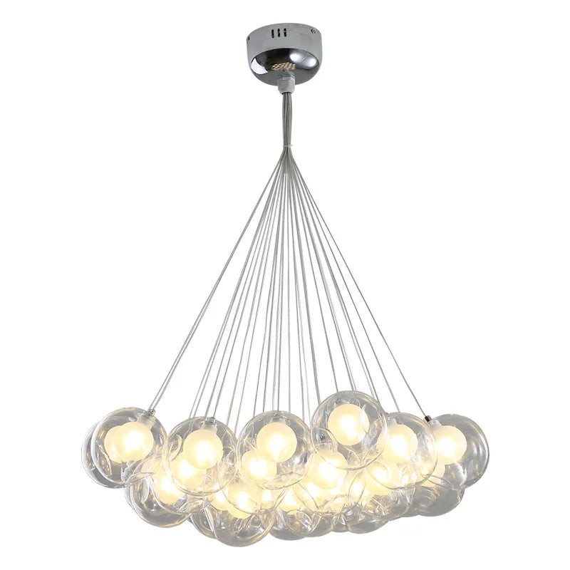 suspension lumineuse moderne boules multicolores transparentes verre nordique chambre salon