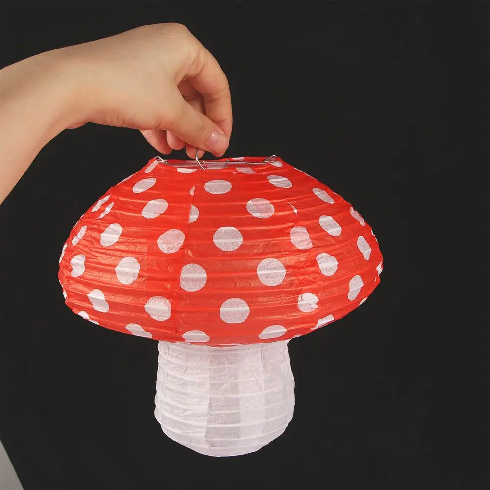 décorations suspendues 3d fête anniversaire forêt merveilles lanternes papier champignons rouge blanc plissé enfantin