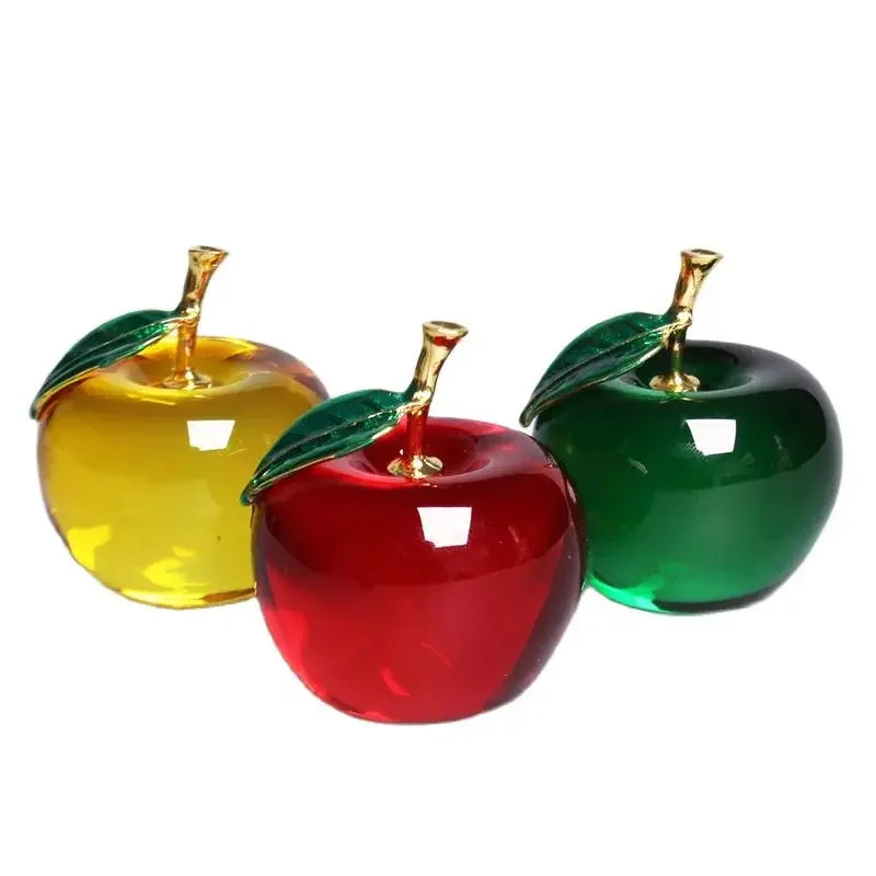 pomme rouge verre mat artisanal pomme jaune verre mat artisanal pomme verte verre mat