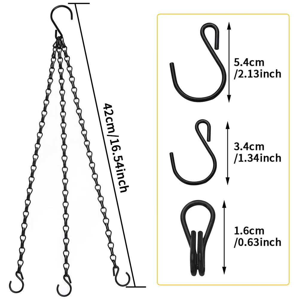 panier suspendu métal chrome noir chaines crochets rustique industriel support plante pot