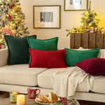 housse coussin velours rayé rouge vert blanc moderne 24x24 pouces zipper cuisine noel