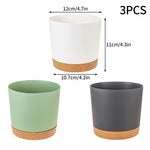 pots fleurs modernes plateau d'eau pièces transparents grains vert clair blanc noir