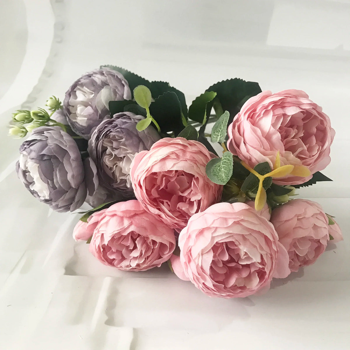 bouquet fleurs artificielles pivoine rose blanches decoration maison mariage anniversaireintérieur