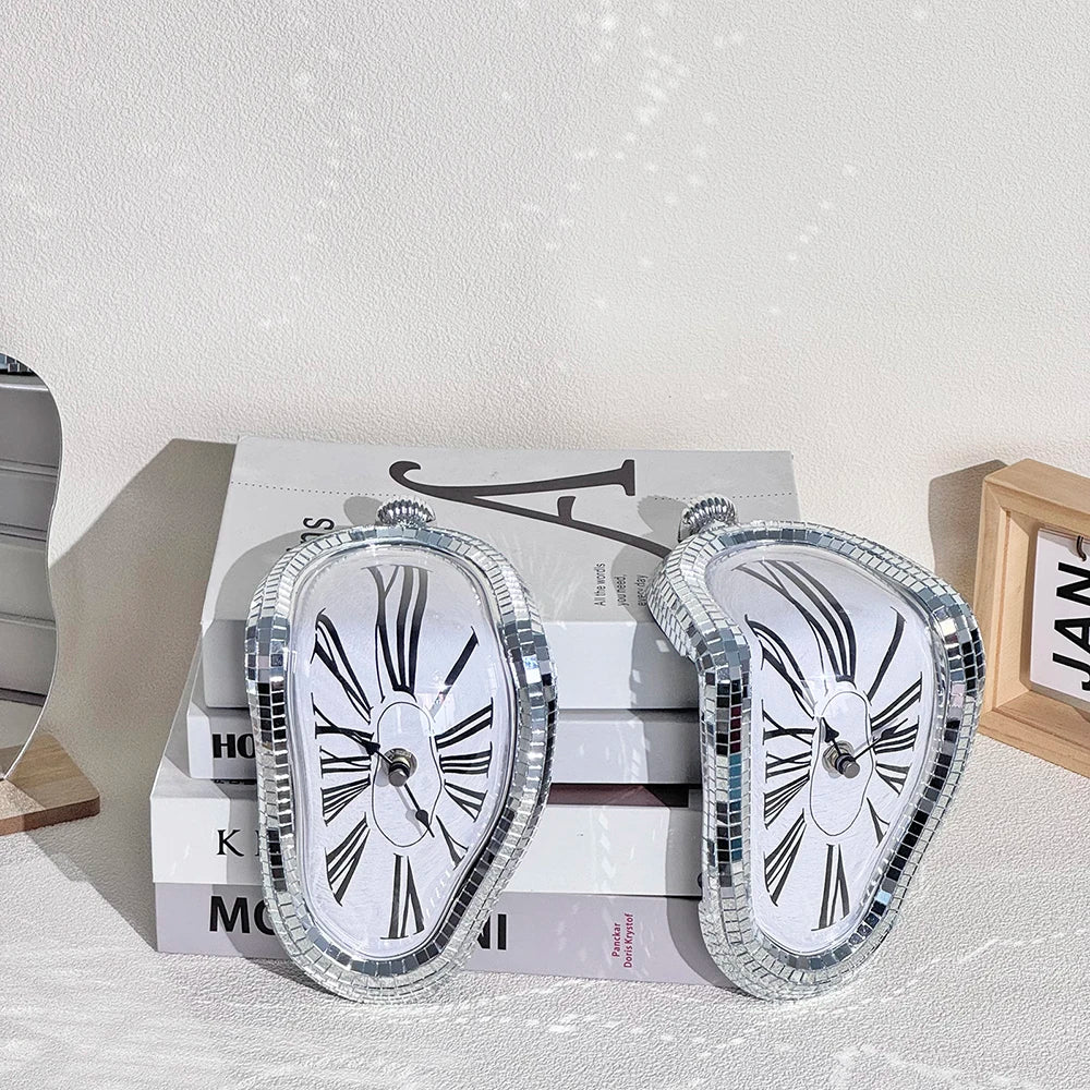 horloge argentée moderne miroir adhésif noir romains aiguille