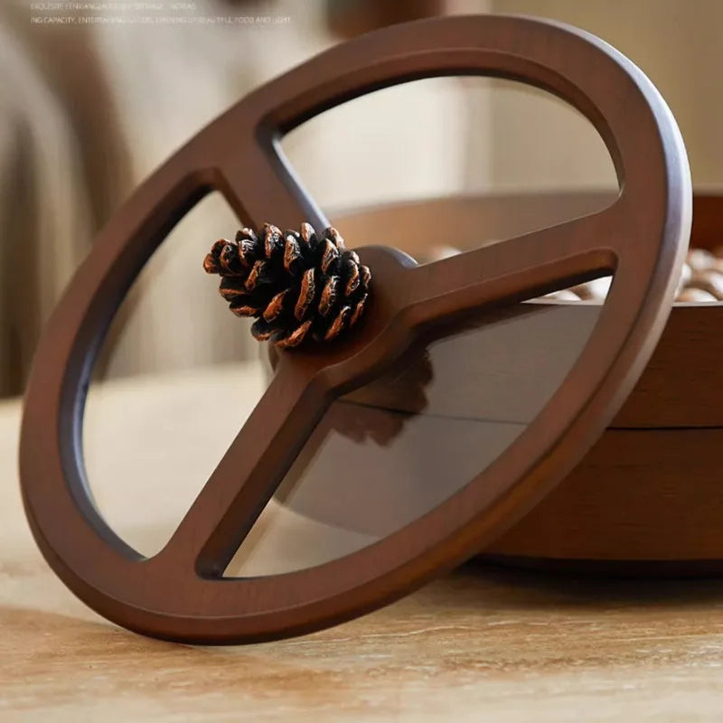 boîte bonbons bois marron moderne double couche rangement fruits noix chocolats assiette collation