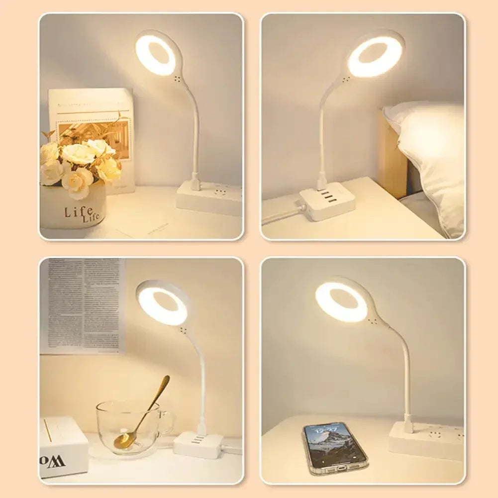 lampe table blanc moderne prise usb éclairage intensité variable veilleuse minimaliste led changeante commandée