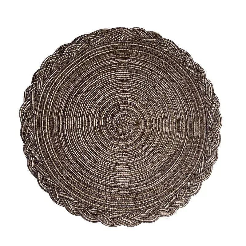 lot quatre tapis table ronds tressés boho rustique décoration maison