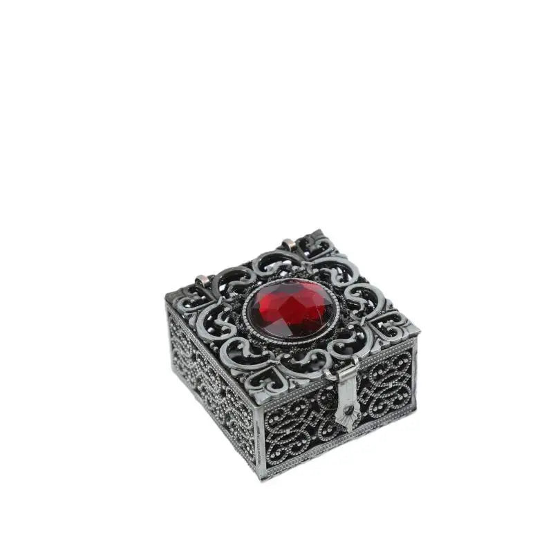 boîte bijoux noir ornements floraux vintage élégante argentée brillante cadenas porte bijoux rangement sécurité