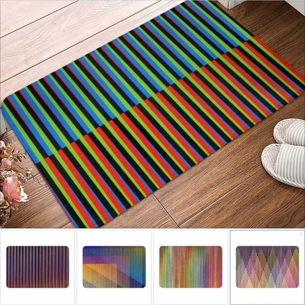 tapis sol moderne multicolore rayures antidérapant résistant décoloration entrée bain extérieur 30x50cm 40x60cm
