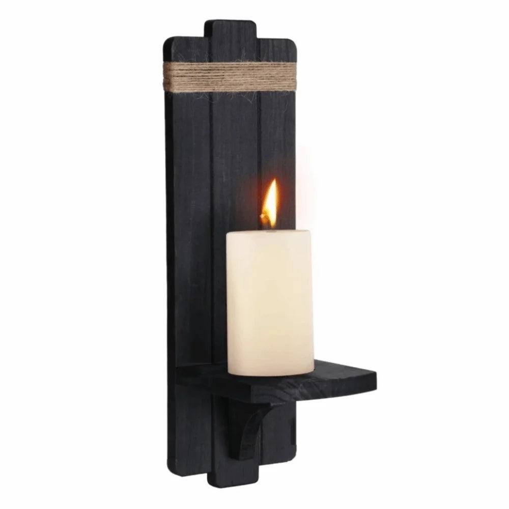 support mural décoratif bois rustique finition naturelle rustique moderne fixation murale bougie plante vase