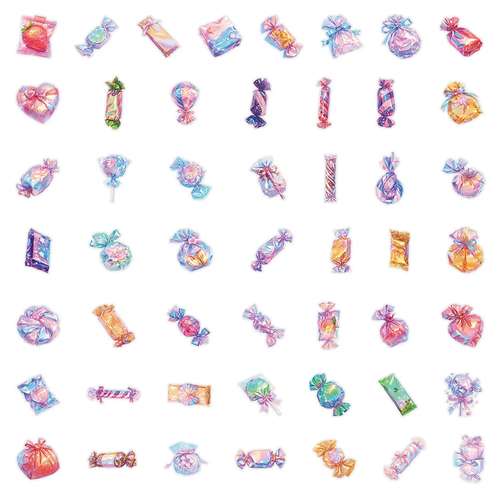 autocollants mignons imprimés floral brillants holographiques moderne 50pcs ruban adhésif