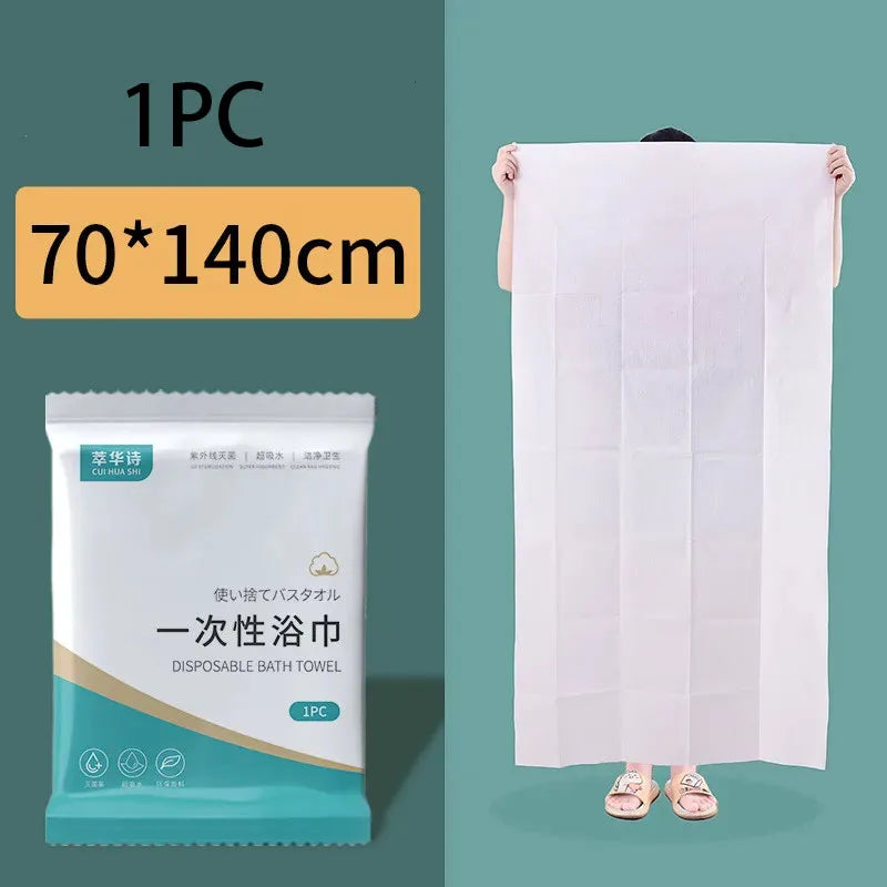 serviette bain jetable coton blanc moderne rapide absorption 70x140cm usage unique voyage toilette