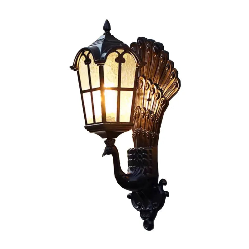 lampe murale classique vintage noir plumes dorées opacité mat extérieur éclairage maison ip65 led