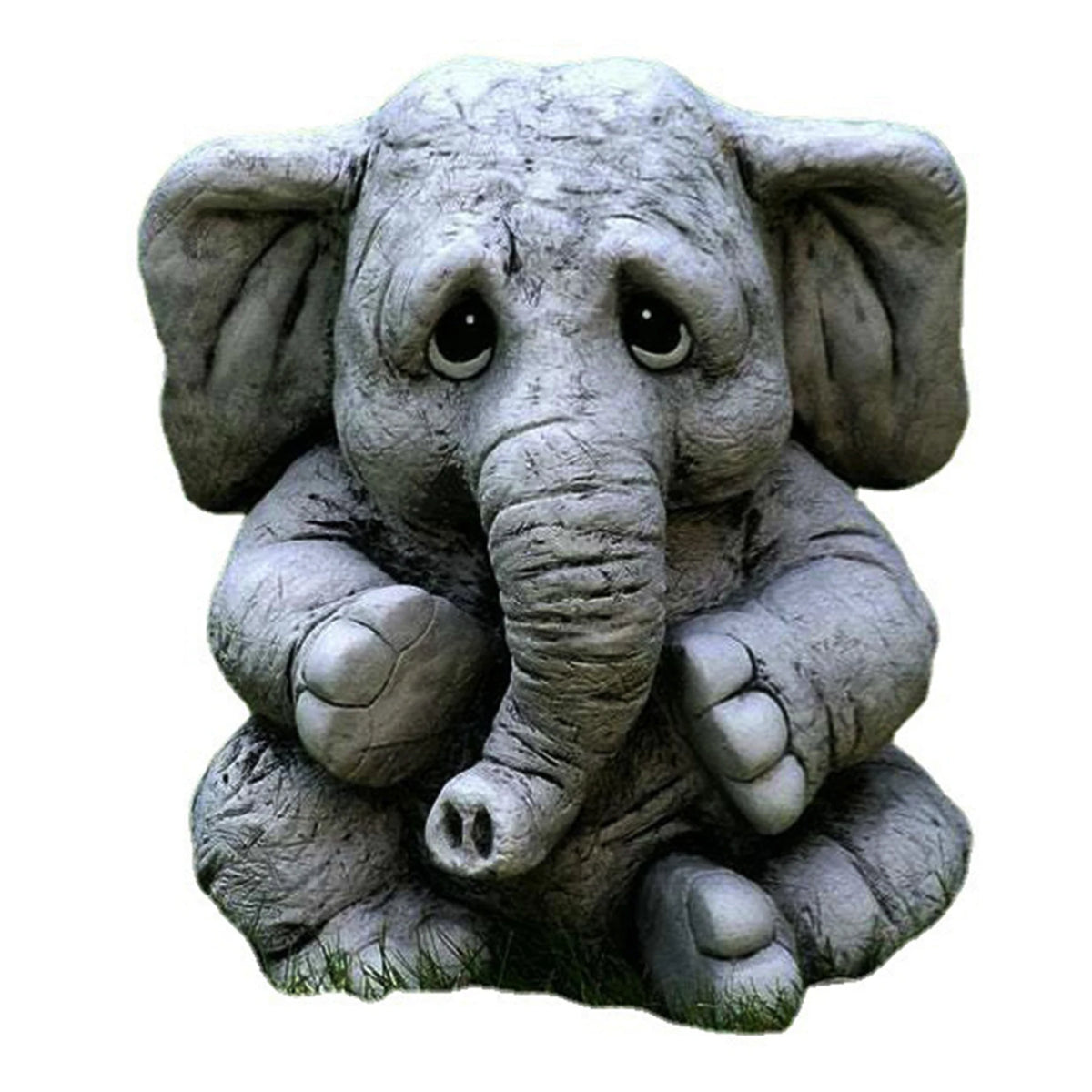 statue éléphant gris blanc décoratif jardin animalier texturé extérieur triste expressioniauxenfantin herbe vigne