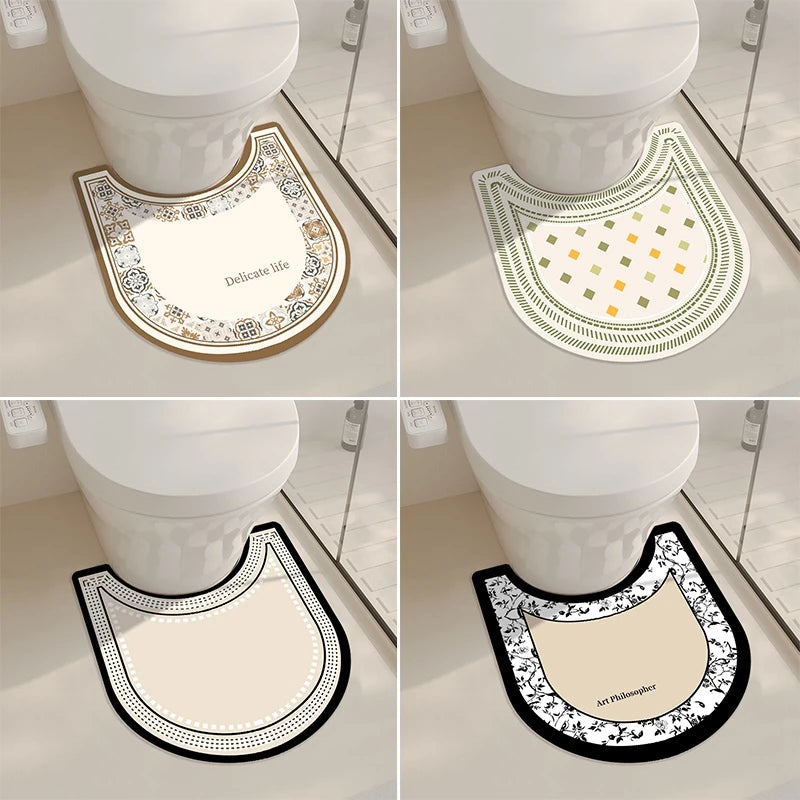 tapis bain anti dérapant absorbant moderne motif géométrique beige clair