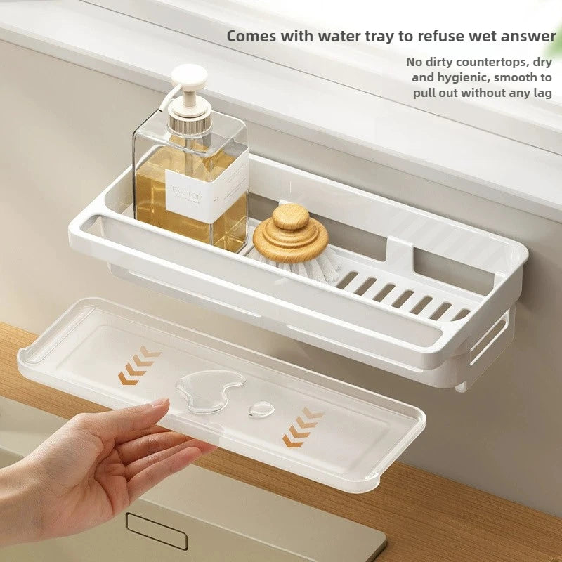 organisateur évier blanc moderne trappe récupération éponge bouteille doseuse brosse liquide vaisselle