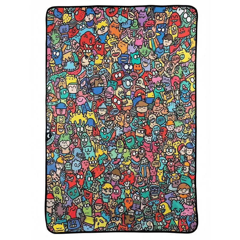 couverture coloriage enfant multicolore graffiti animaux créative daim polyester lavable DIY