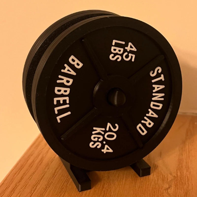 dessous verre haltères noir poids standard barbell gym décoration soda sportif