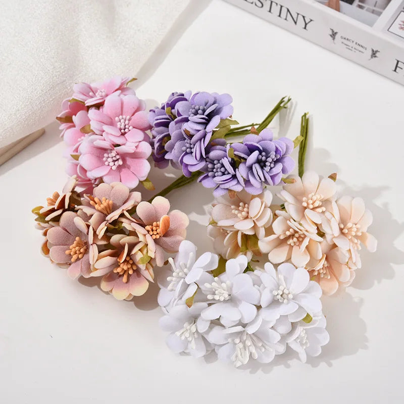 bouquet fleurs artificielles violet rose anniversaire mariage décoration intérieure scrapbooking boîte cadeau minimaliste