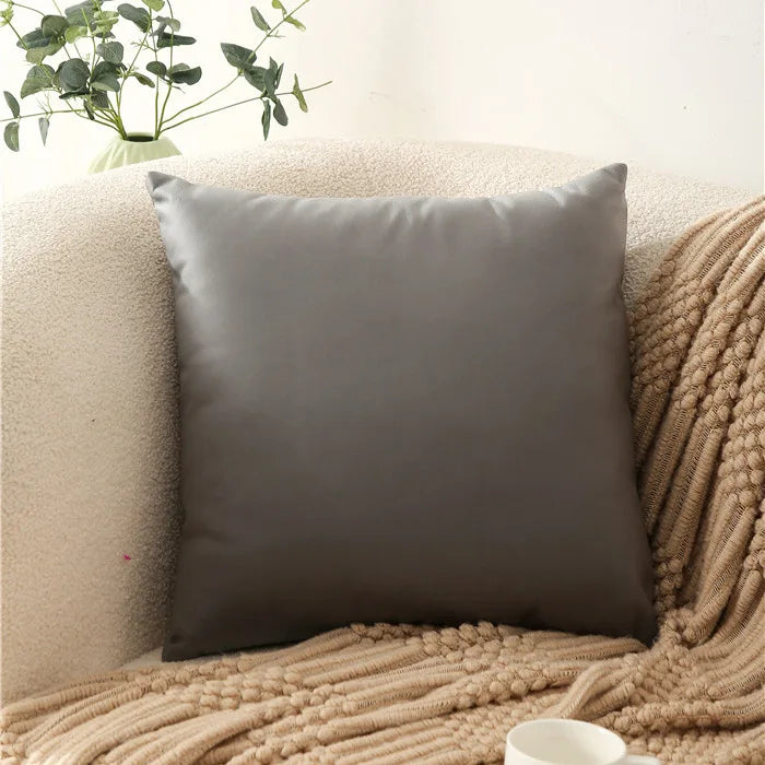 housses coussin carrées unies modernes beige gris orange lit décoration voiture