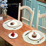 serviettes table boho chic bleu marine beige tissées rustiques décoration table événements maison