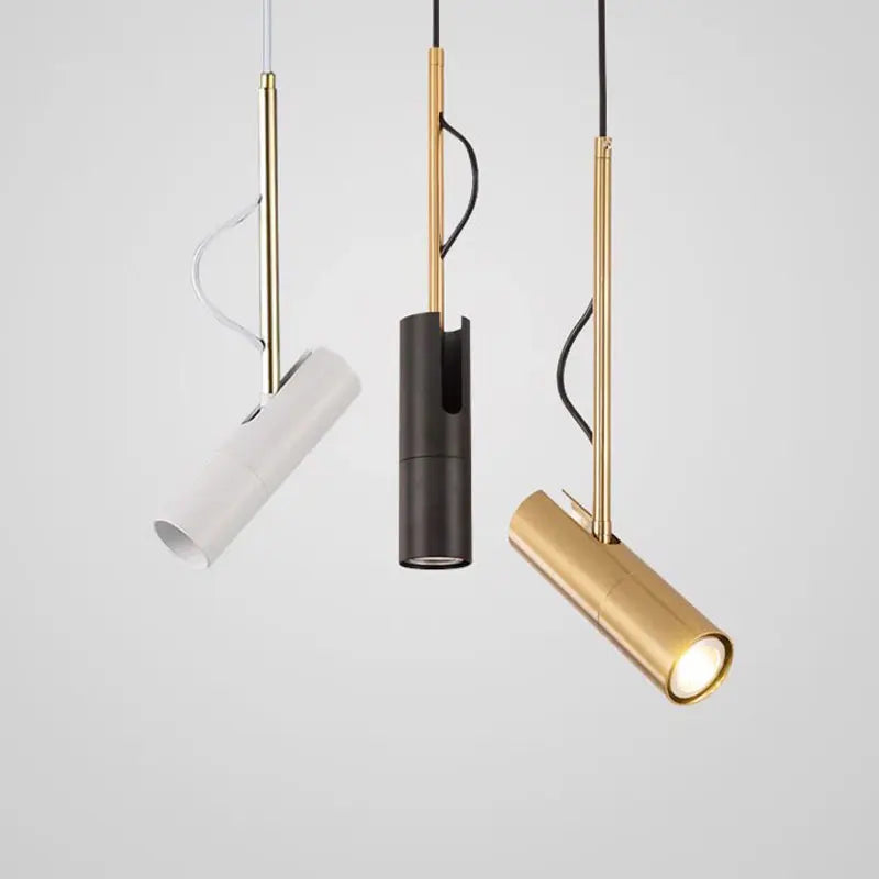 lampe suspendue moderne blanc noir or rond cylindrique câble salon chambre étude