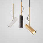 lampe suspendue moderne blanc noir or rond cylindrique câble salon chambre étude