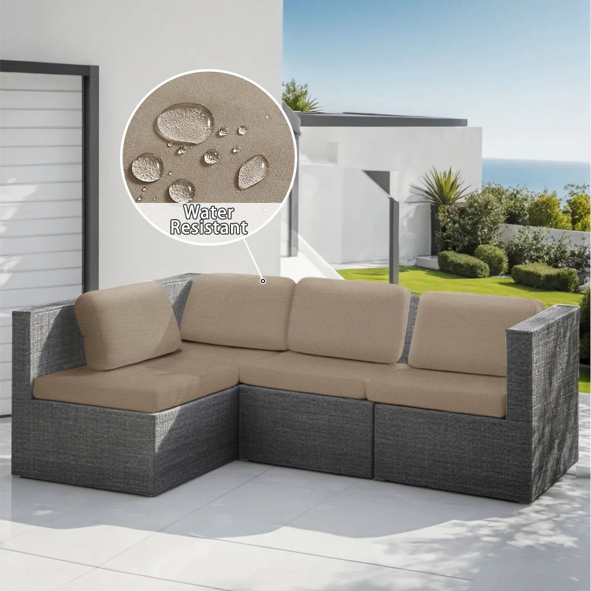 housse coussin canapé extérieur polyester solide moderne gris beige protège jardin soleil imperméable simple