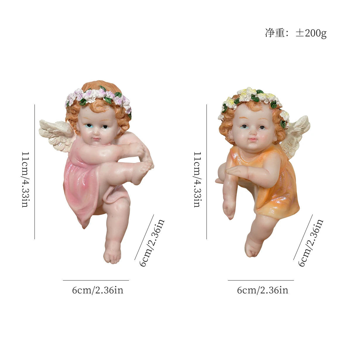 statue ange fée résine decoration jardin pot fleurs balcon ornement angel cherub wings flowers