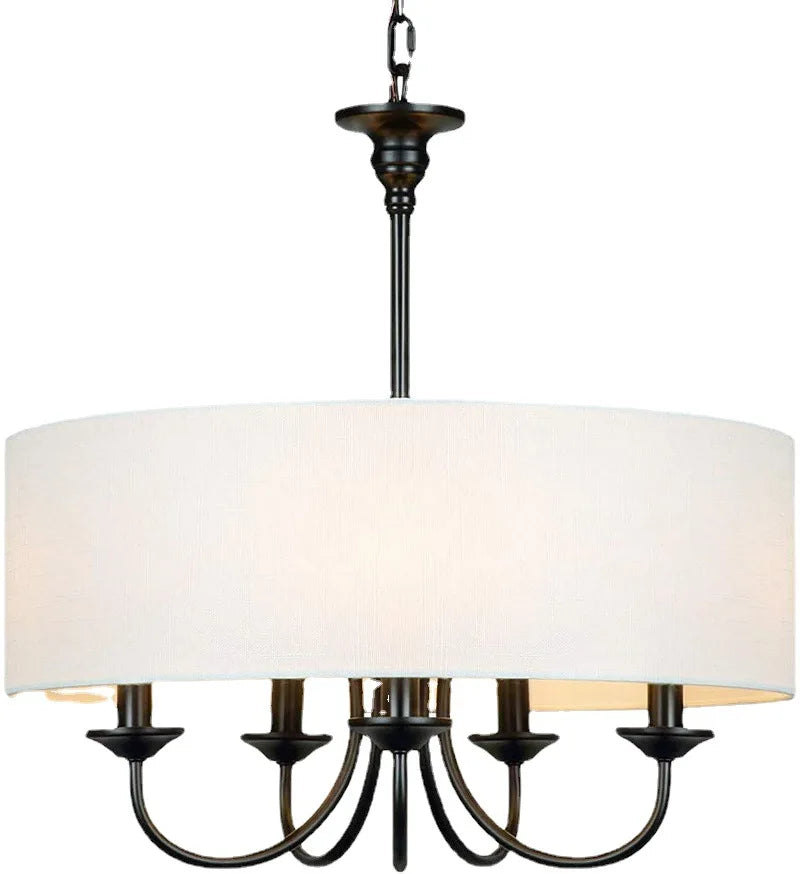 lustre bronze blanc texture tissée classique éclairage intérieur salon salle manger