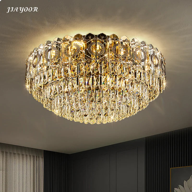 lampe moderne élégante cristal doré brillant led transparent chambre salon