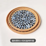 assiettes rotin naturel fleurs motifs floraux mosaïque traditionnel artisanal set deux
