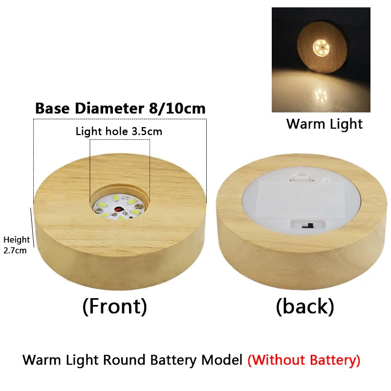 veilleuse led boîte batterie ronde bois moderne 10cm tricolore lumière blanc chaleureuse