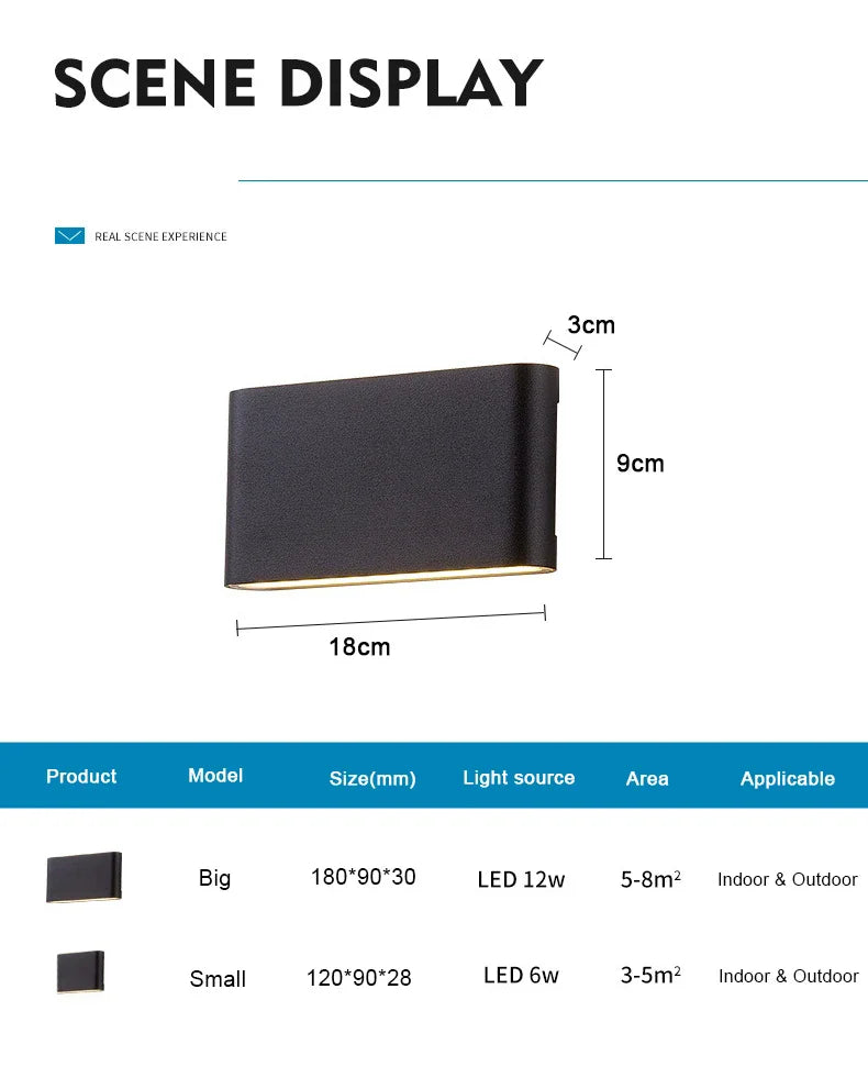 applique murale led ip65 étanche 6w 12w blanc noir contemporaine basse consommation