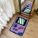 tapis géométrique rétro console jeux violet noir blanc vert rouge bleu imperméable antidérapantversibleextérieur