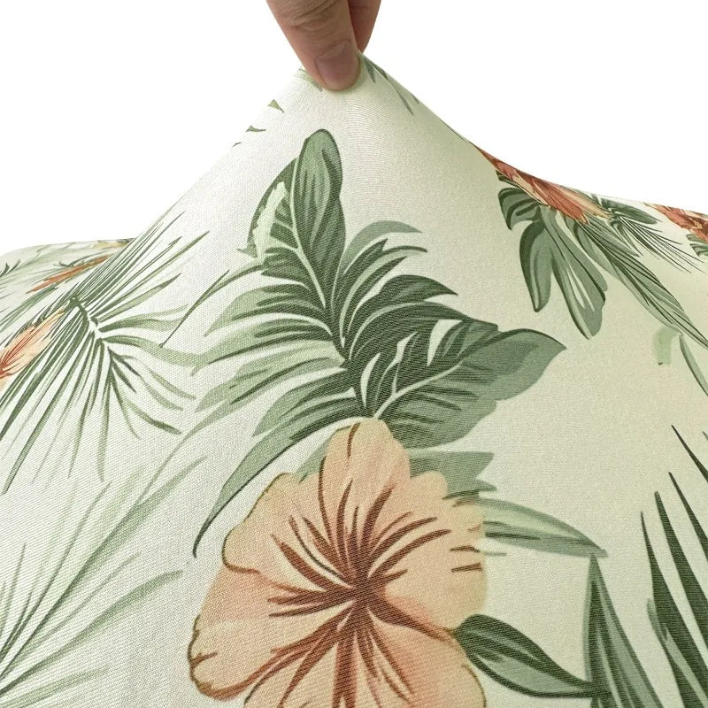 canapé extérieur moderne coussins fleurs tropicales beige vert orange printemps été polyestère lavable machine