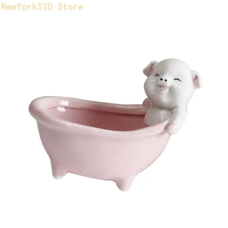 vasque céramique cochon ours blanc rose gris décoration cartoon fleur artificielle