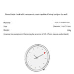 horloge murale transparente aiguilles noires pointeur rouge moderne sans bruit chambre